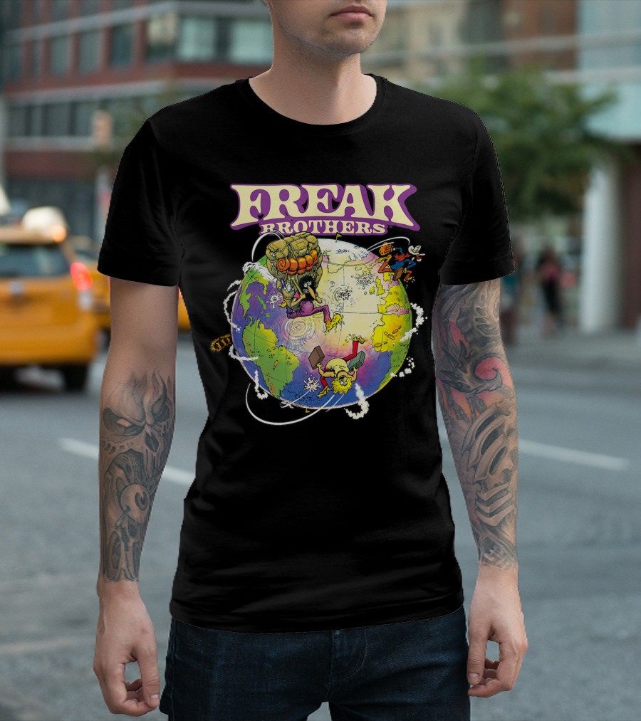 Freak Brothers World Adventures with Cartoon Characters T-Shirt