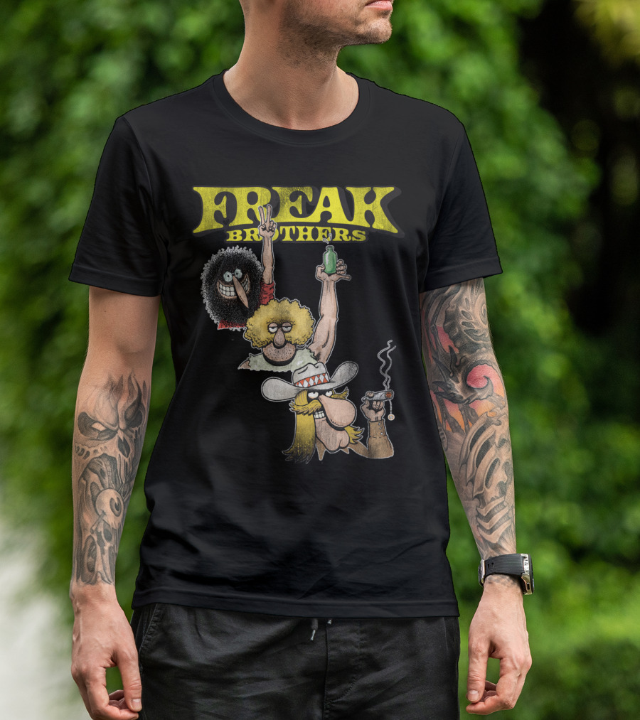 Freak Brothers Three Freaks Peace Cigar And Bottle T-Shirt