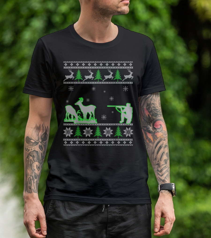 Funny Ugly Christmas Deer Hunters Holiday Hunting T-Shirt