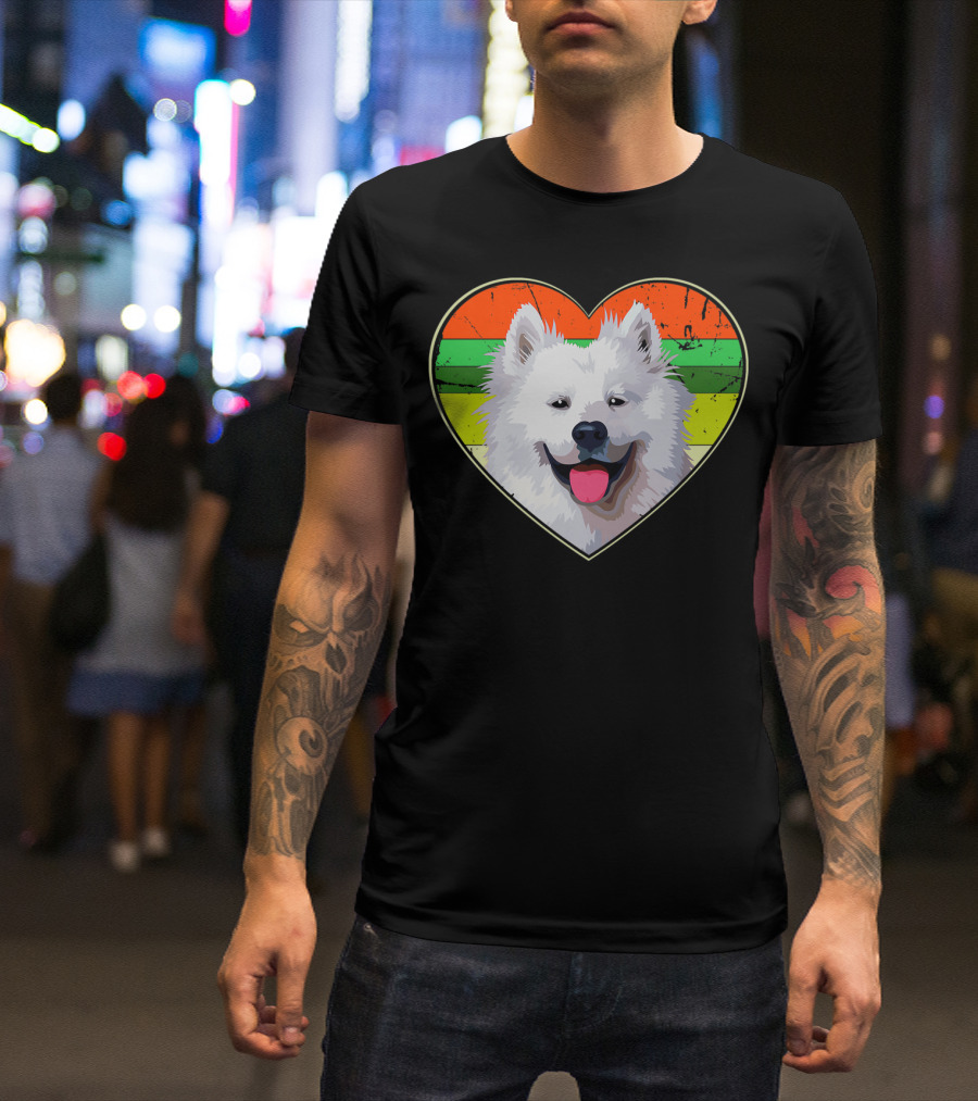Heart American Eskimo Dog Rainbow Stripes T-Shirt