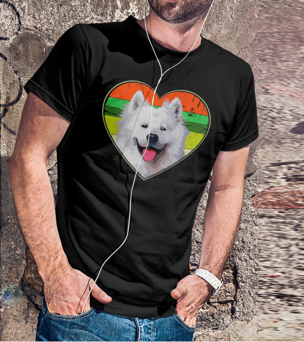 Heart American Eskimo Dog Rainbow Stripes T-Shirt