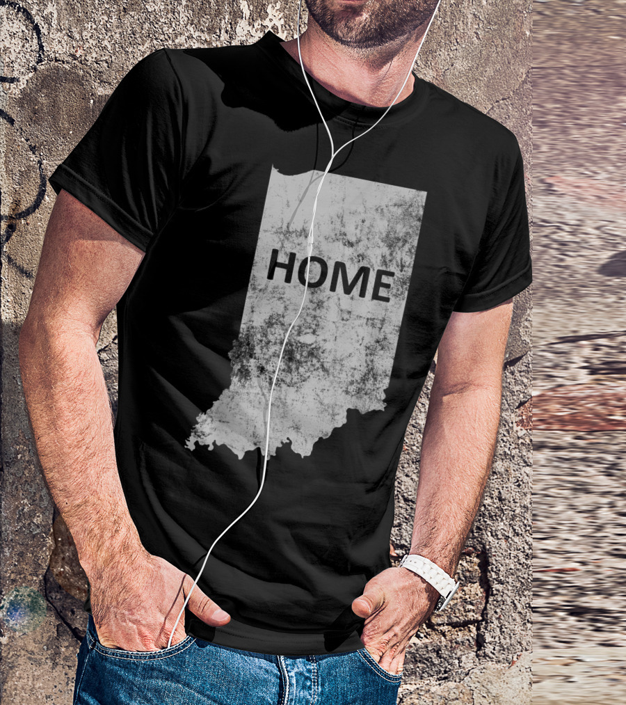 Indiana Home State Grunge Text Map T-Shirt