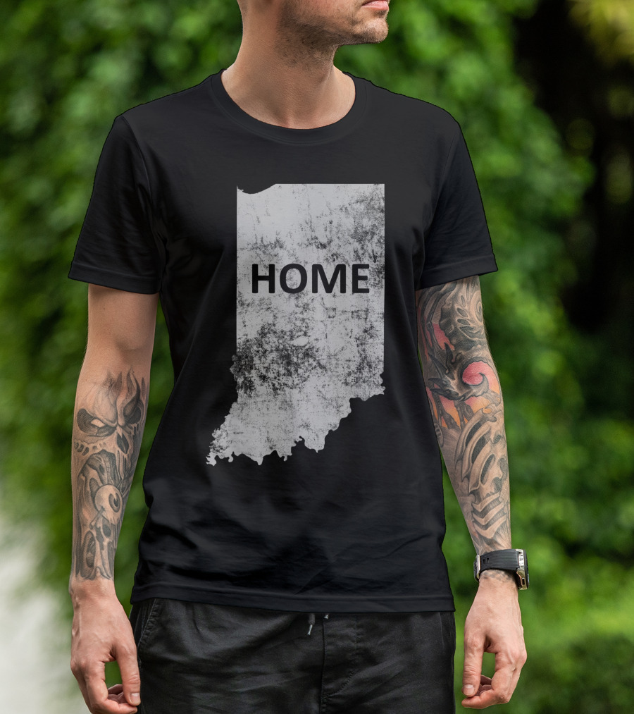 Indiana Home State Grunge Text Map T-Shirt