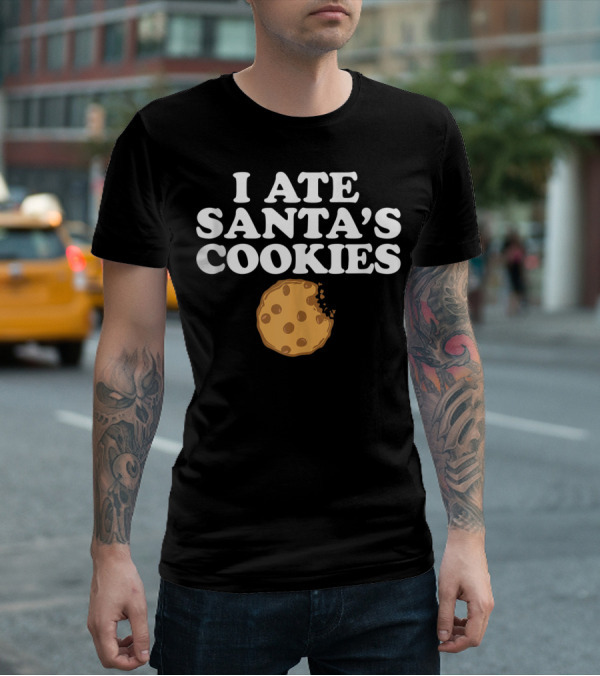 I Ate Santa's Cookies With Bite Mark Cookie Image T-Shirt