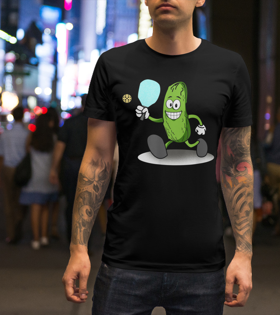 Funny Pickleball Pickle Playing Paddle Sports T-Shirt