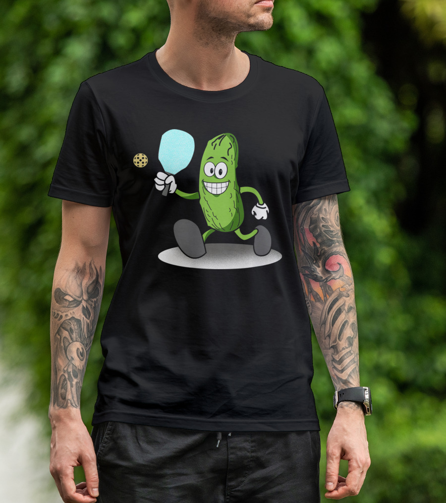 Funny Pickleball Pickle Playing Paddle Sports T-Shirt