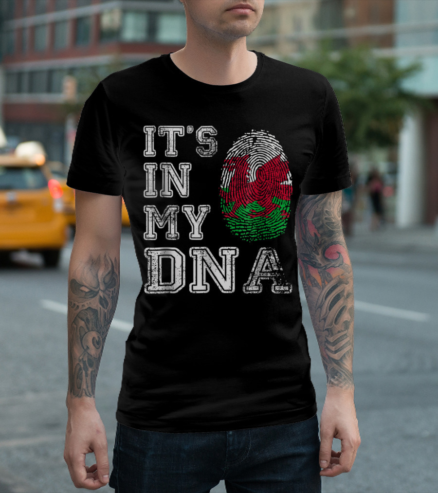 It's In My Dna Wales Flag Welsh Fingerprint T-Shirt
