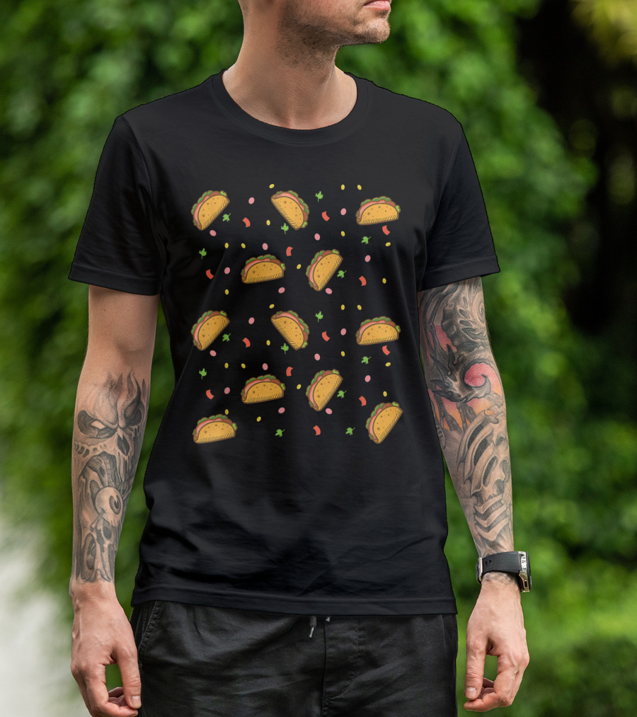It's Raining Tacos Funny Taco Pattern With Sprinkles And Confetti T-Shirt