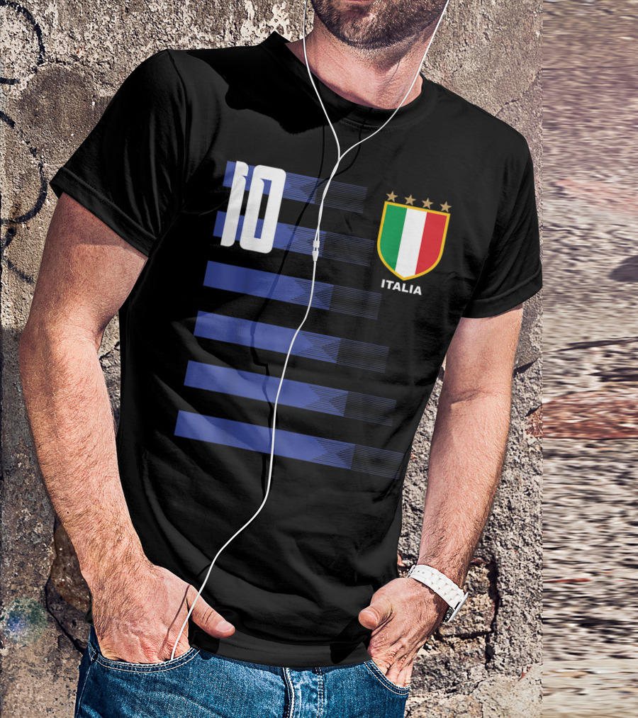 Italia Calcio Soccer Shirt Italian Flag Icon Number 10 T-Shirt