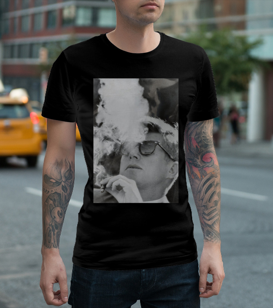 JFK Smoking with Shades John Kennedy Iconic Cigar Image T-Shirt