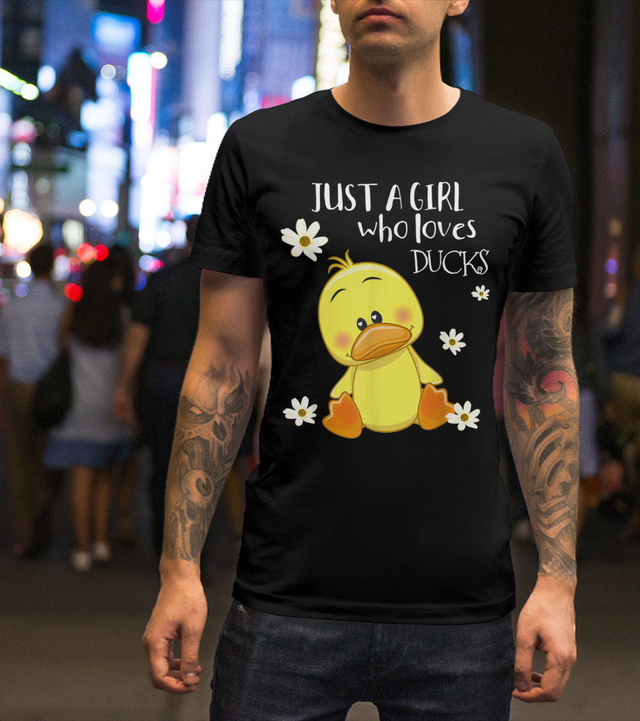 Just A Girl Who Loves Ducks Cute Duck Lover With Flowers T-Shirt
