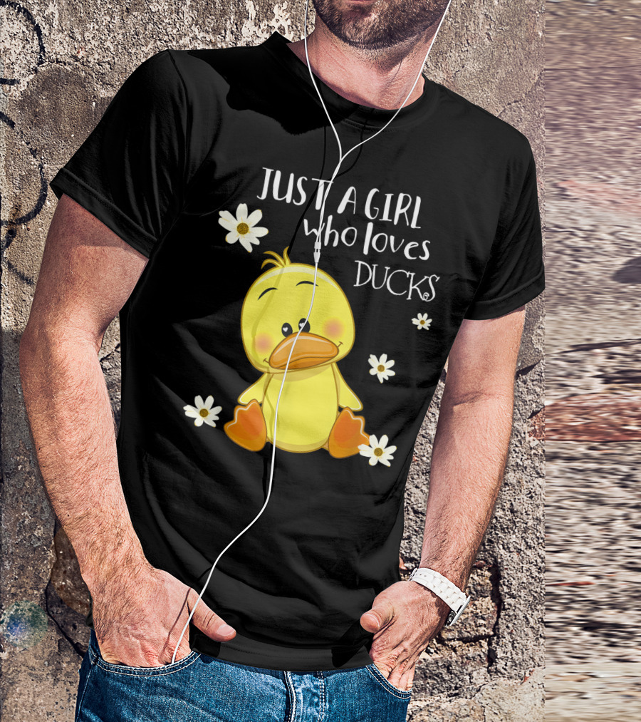 Just A Girl Who Loves Ducks Cute Duck Lover With Flowers T-Shirt