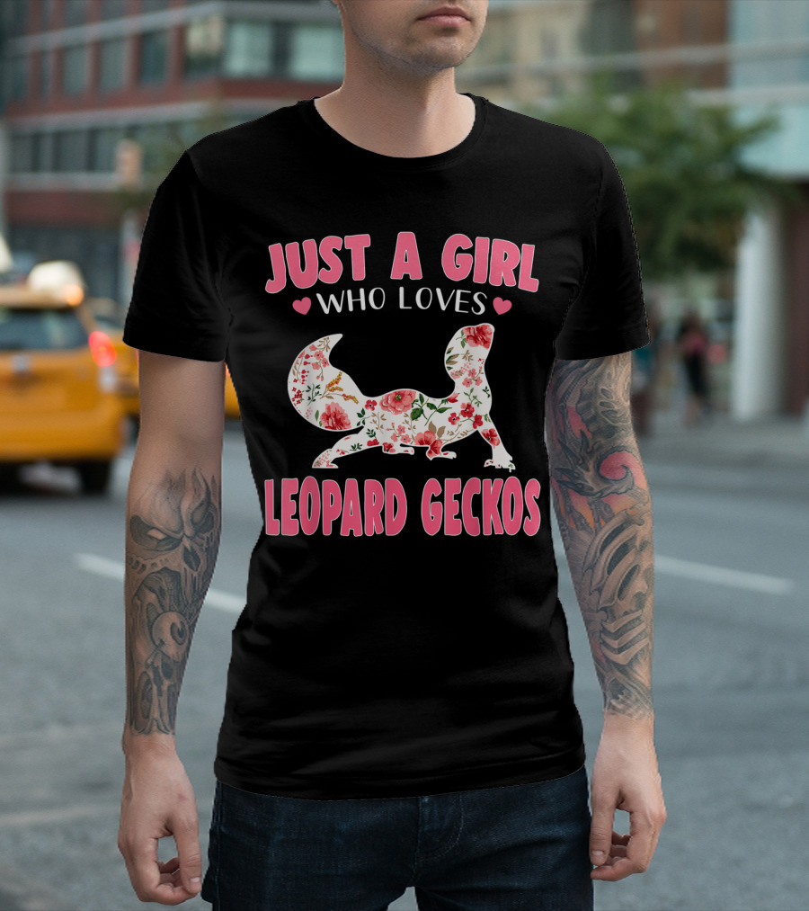 Just A Girl Who Loves Leopard Geckos Floral Heart T-Shirt