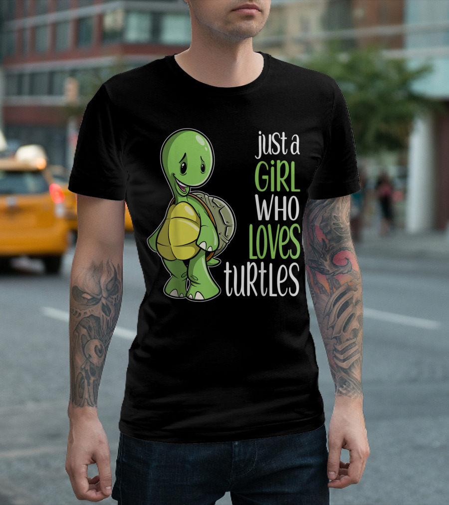 Just A Girl Who Loves Turtles Cute Cartoon T-Shirt