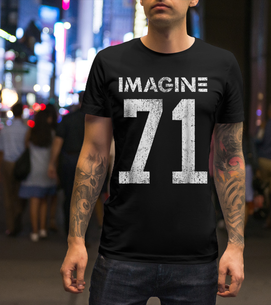 IMAGINE 71 Mens White Retro Style Shirt Sportswear T-Shirt