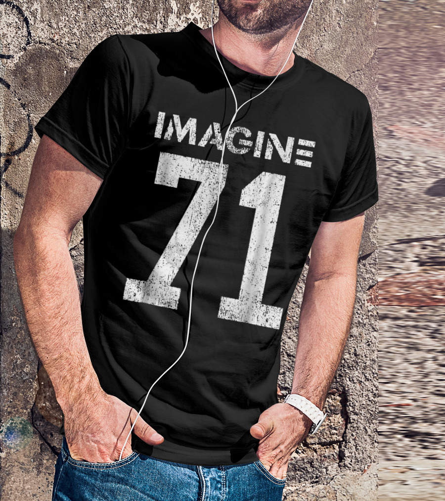 IMAGINE 71 Mens White Retro Style Shirt Sportswear T-Shirt