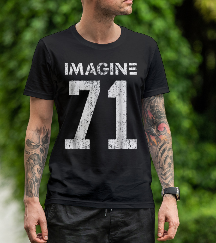 IMAGINE 71 Mens White Retro Style Shirt Sportswear T-Shirt