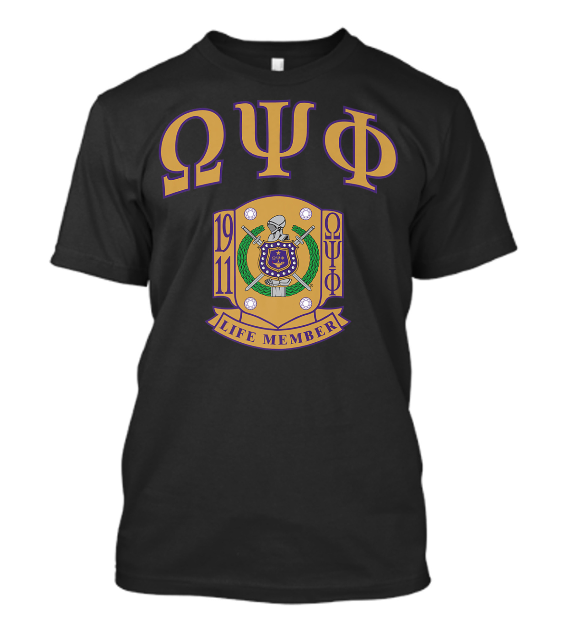 Omega Psi Phi Fraternity Inc 1911 Life Member Crest T-Shirt