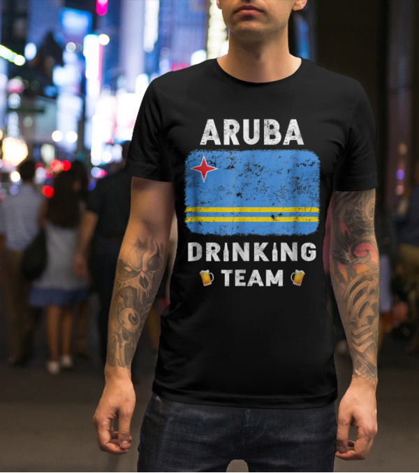 Aruba Drinking Team Country Alcohol Beer Flag And Beer Mugs T-Shirt