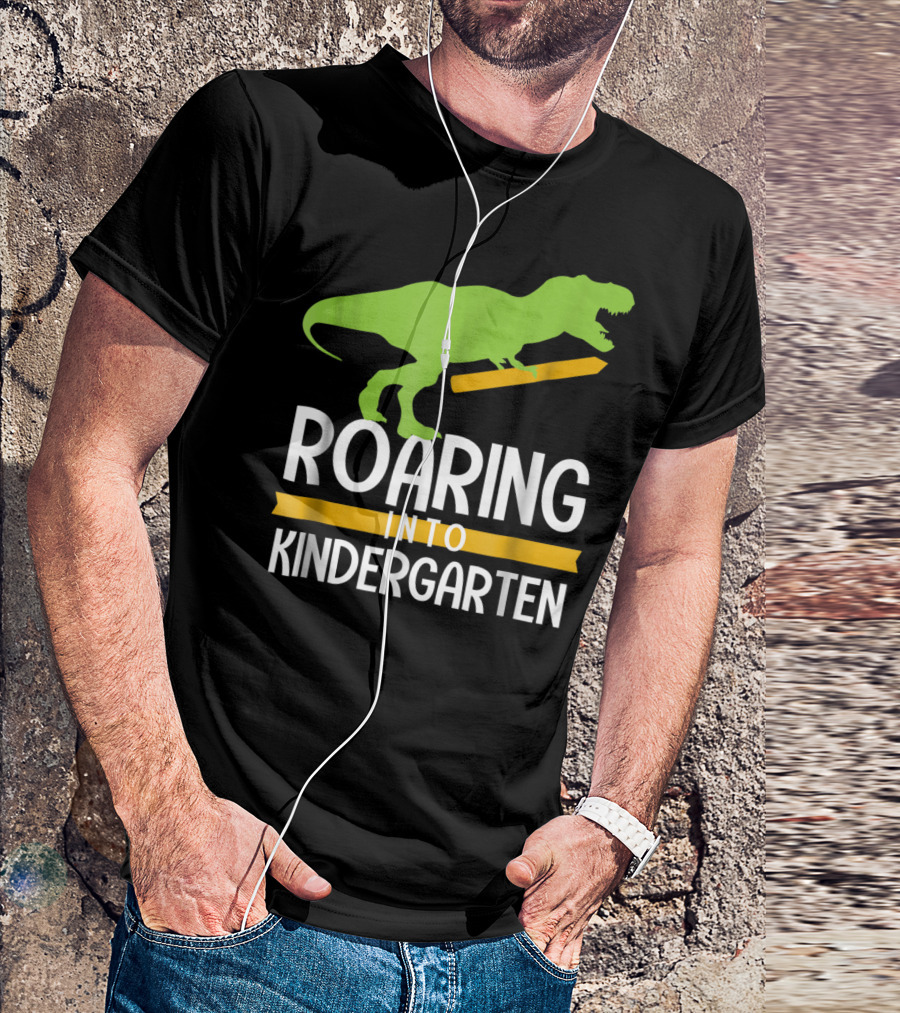 Roaring Into Kindergarten Back To School Dinosaur T-Shirt