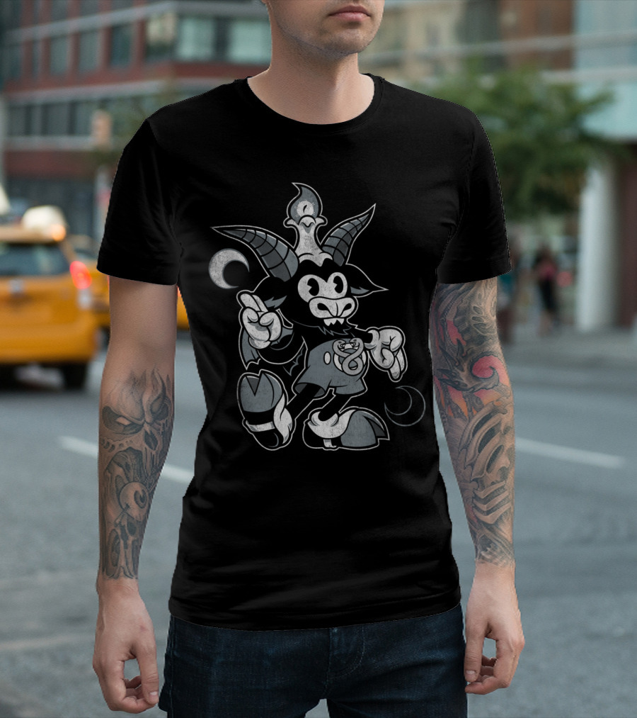 Baphomet Occult Cartoon Goat Character T-Shirt