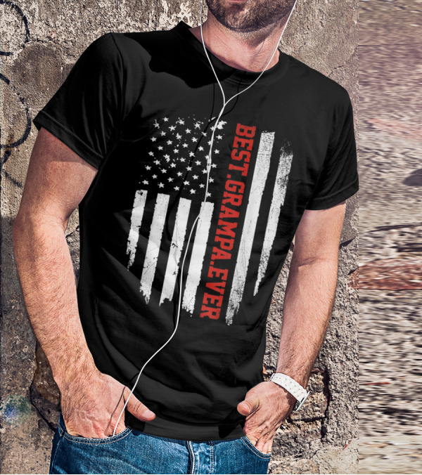 Best Grampa Ever Vintage USA Flag American T-Shirt