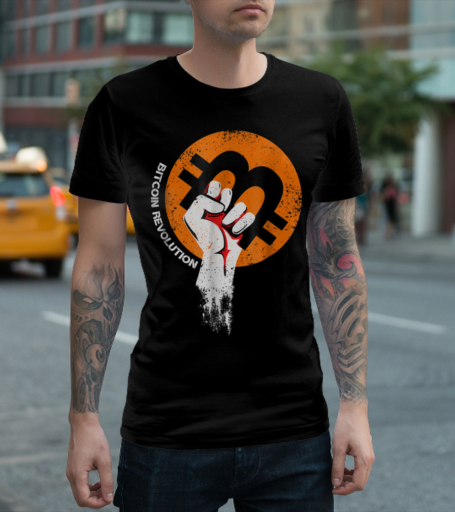 Bitcoin Cryptocurrency BTC Revolution Fist T-Shirt