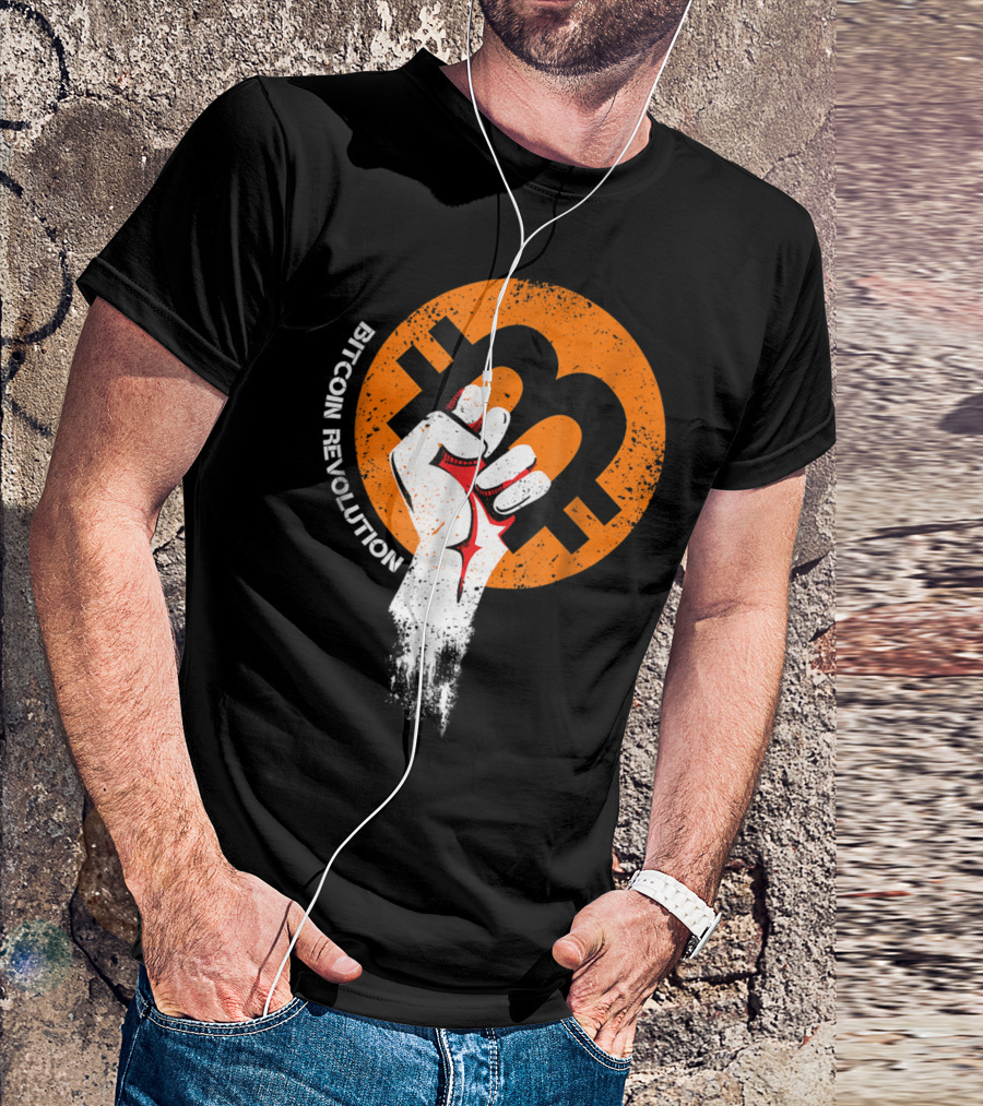 Bitcoin Cryptocurrency BTC Revolution Fist T-Shirt