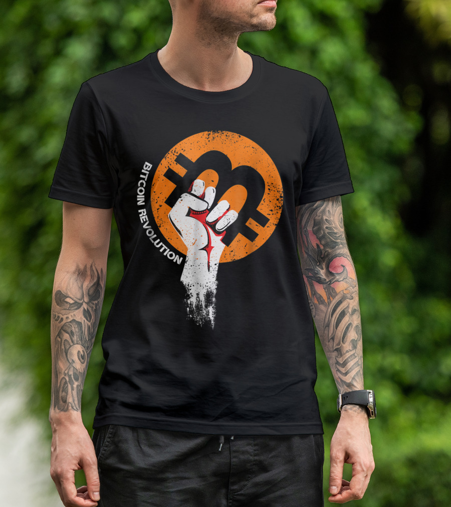 Bitcoin Cryptocurrency BTC Revolution Fist T-Shirt