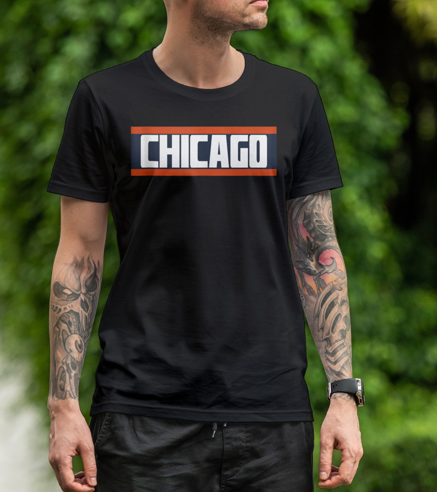 Chicago Bold Orange Blue White Block T-Shirt