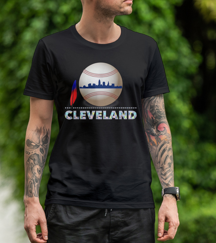 Cleveland Baseball Skyline Feather Emblem T-Shirt