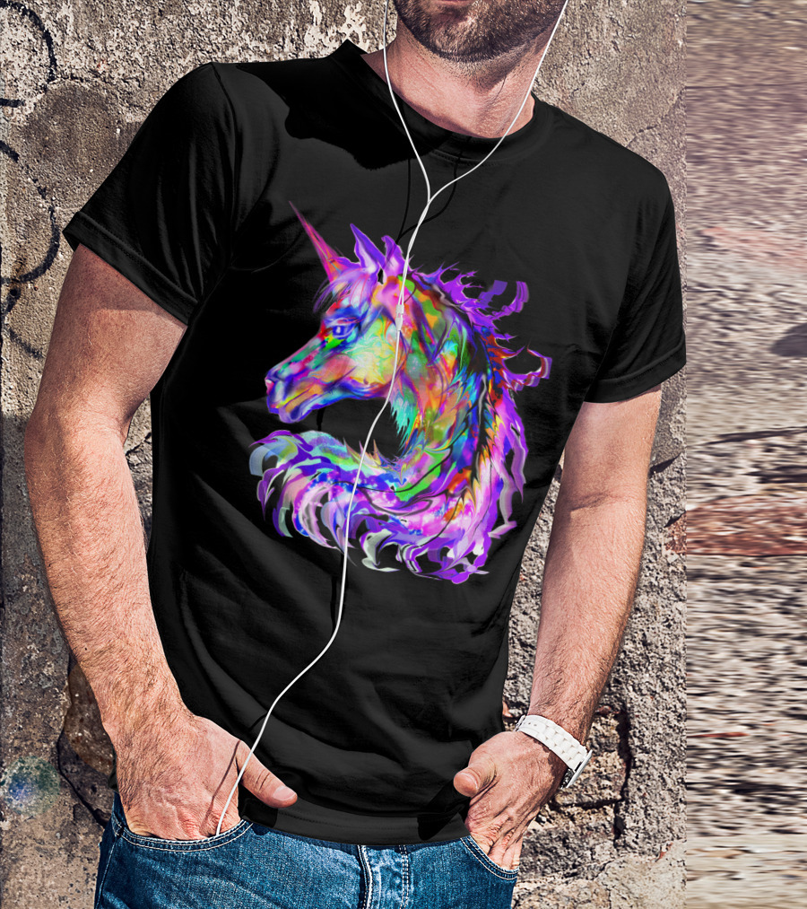 Festival Neon Colorful Rainbow Cute Unicorn Rave T-Shirt