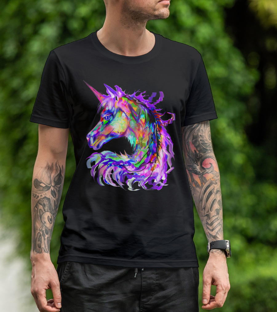 Festival Neon Colorful Rainbow Cute Unicorn Rave T-Shirt