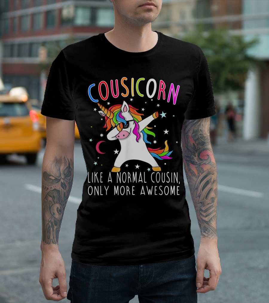 Cousicorn Like A Normal Cousin Only More Awesome Unicorn Dab Rainbow Stars T-Shirt