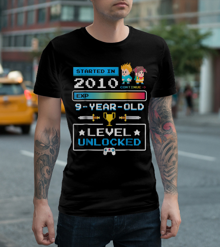Started In 2010 9 Year Old Level Unlocked Gamer EXP Trophy T-Shirt