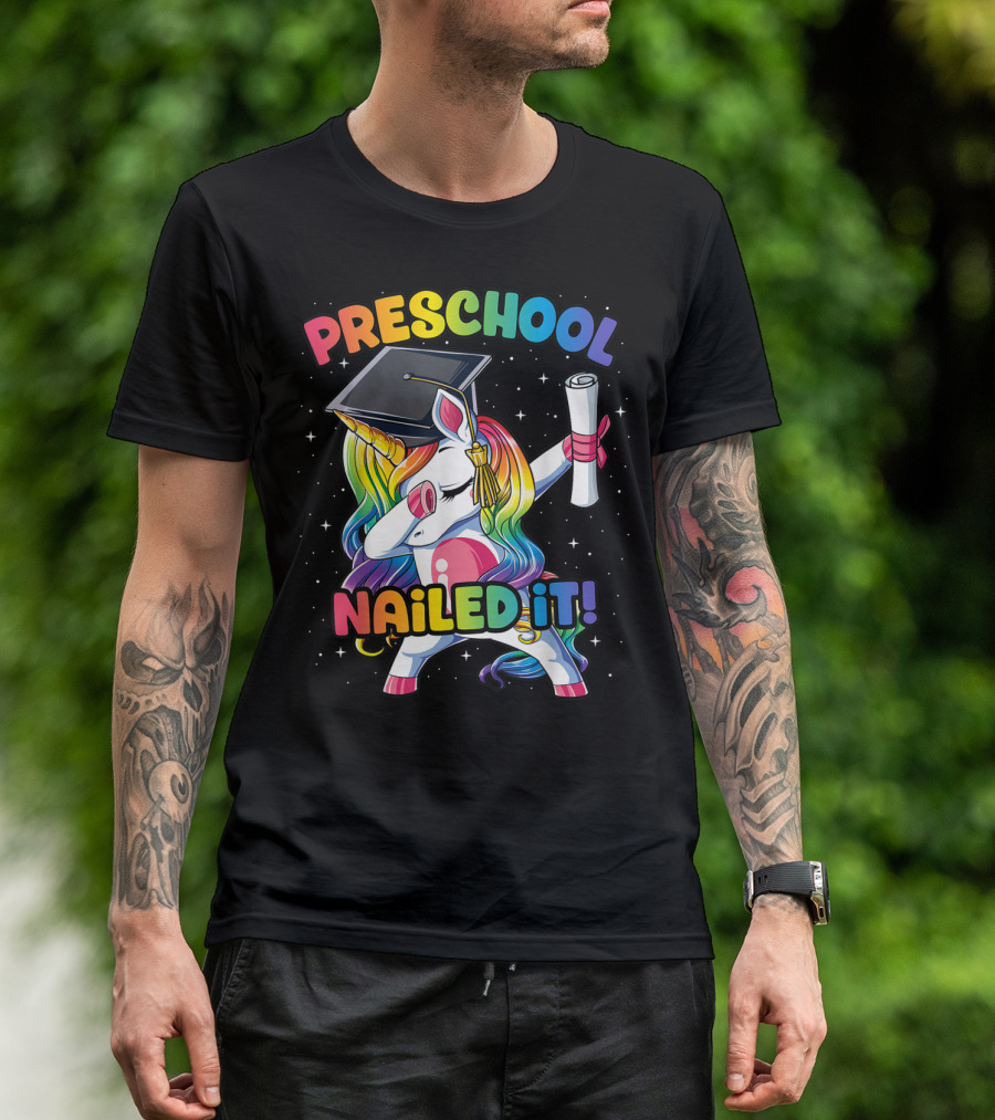 Preschool Nailed It Dabbing Unicorn Graduation T-Shirt