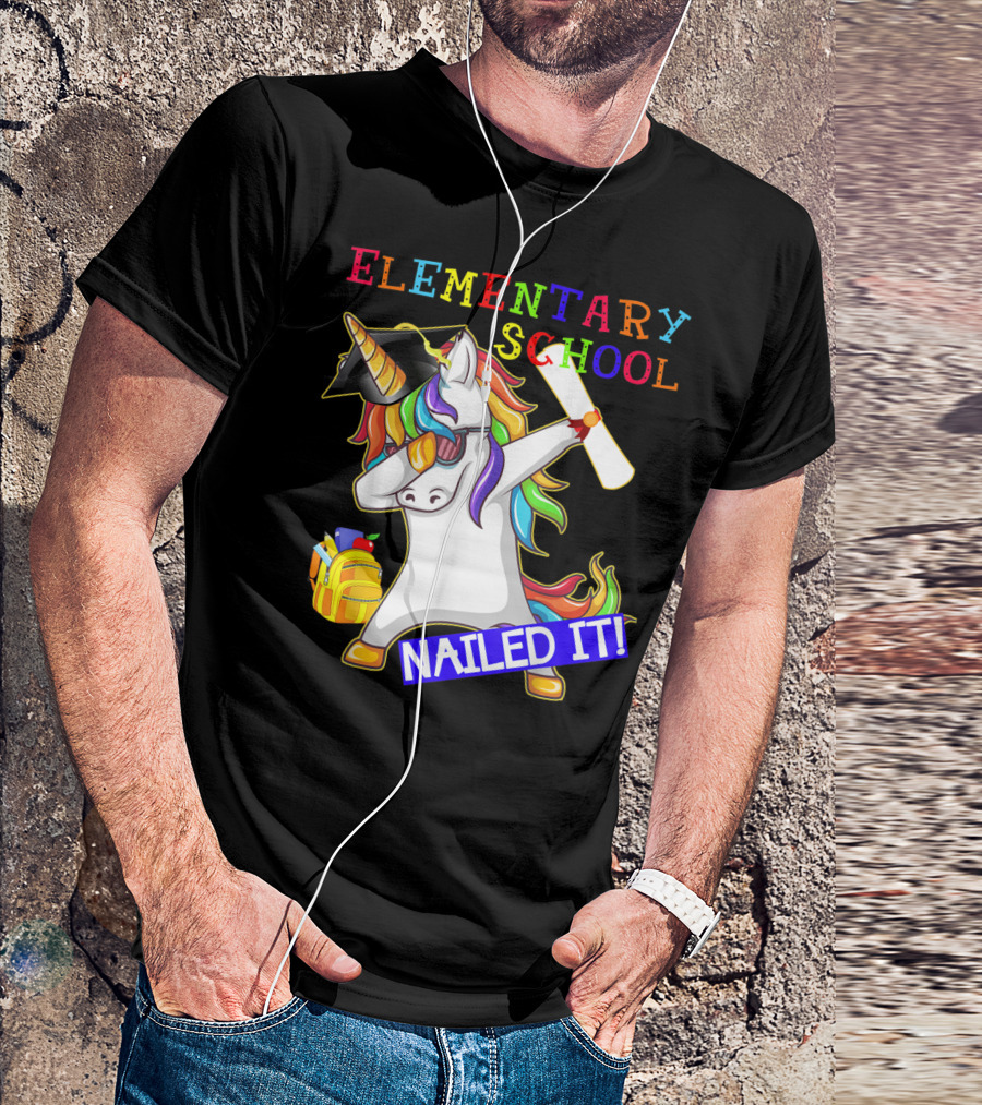 Elementary School Dabbing Unicorn Graduation Nailed It T-Shirt