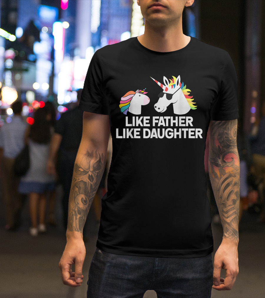Like Father Like Daughter Unicorn Matching Rainbow Mane T-Shirt