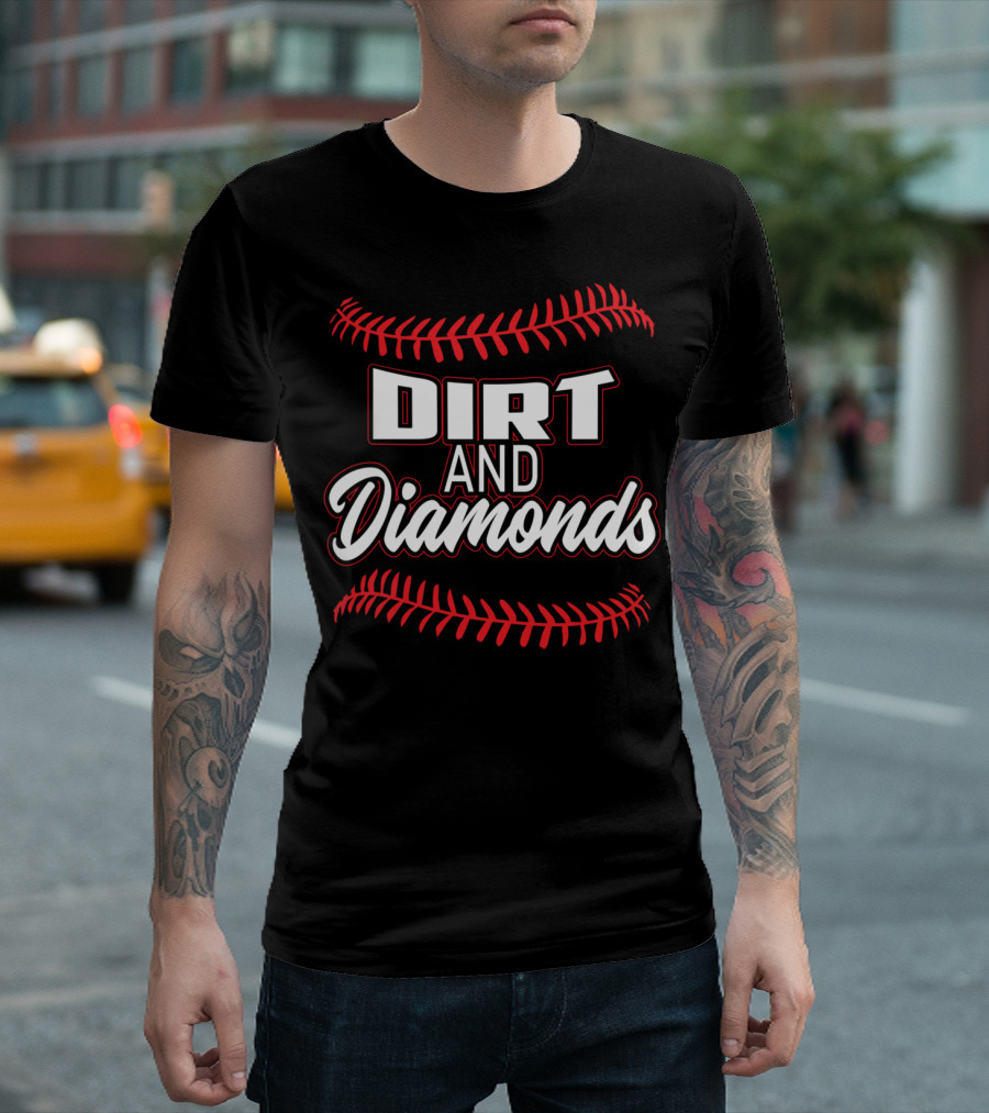 Dirt and Diamonds Baseball Stitching T-Shirt