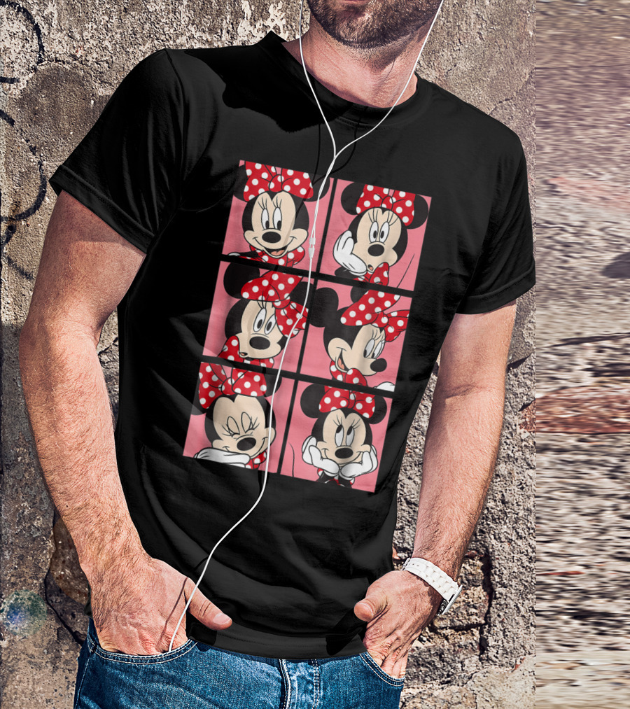 Disney Minnie Mouse Red Polka Dot Bow Pink Grid Expressions T-Shirt
