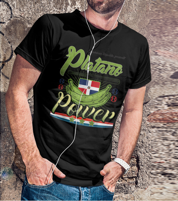 Dominican Republic Presents Platano Power Flag Baseball T-Shirt