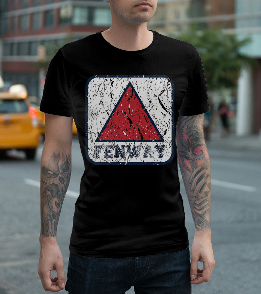 Fan of Fenway Boston Distressed Baseball Sign Triangle T-Shirt