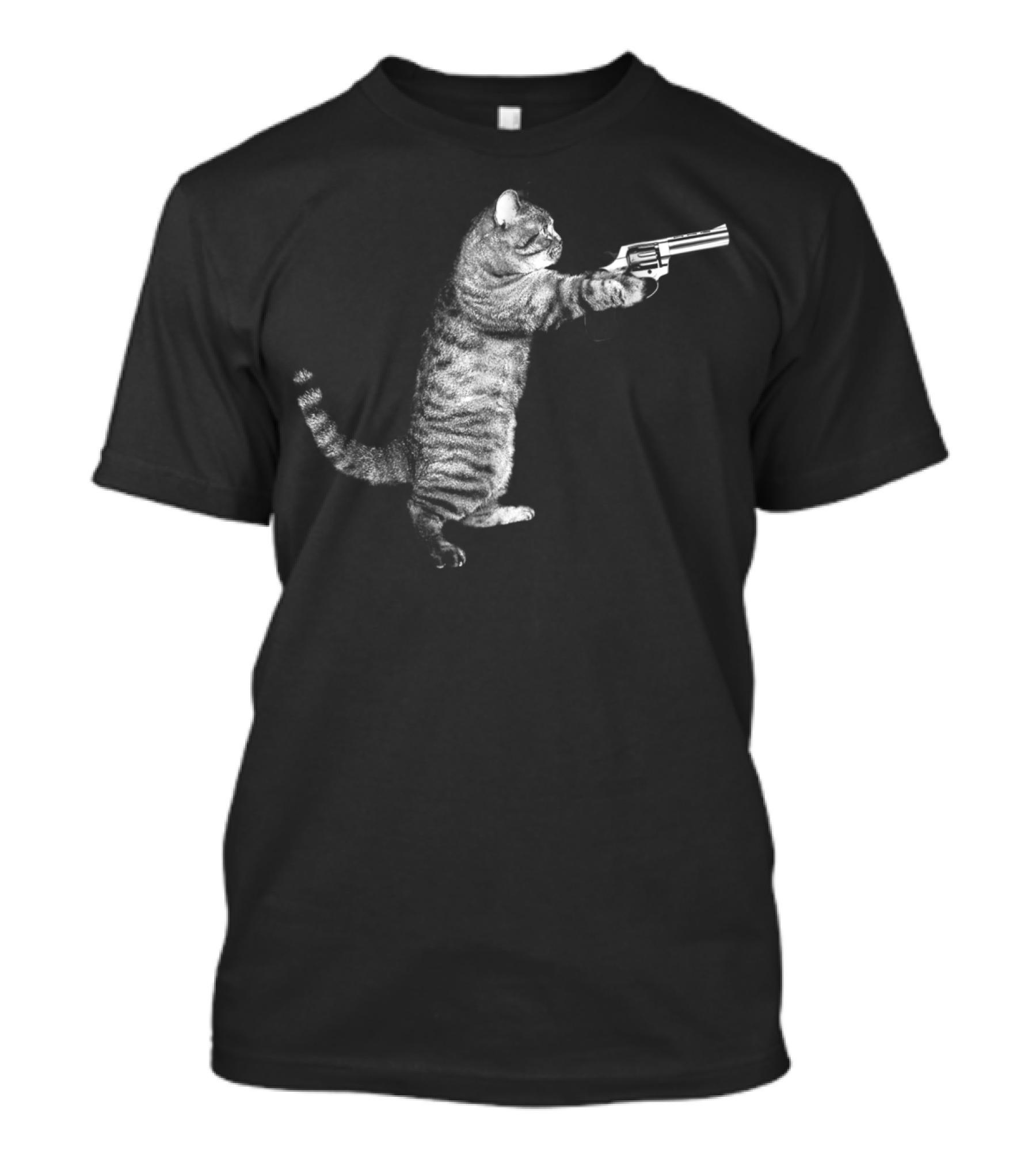 Gun Kitty Funny Cat Holding Revolver T-Shirt