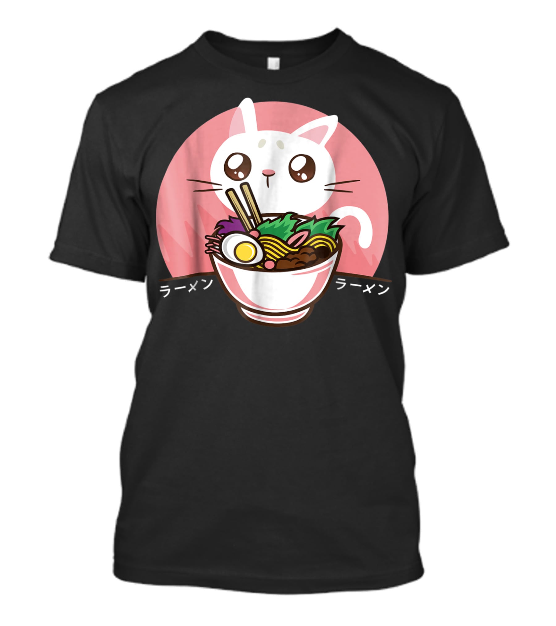 Kawaii Japanese Ramen Noodles Anime Cat Love T-Shirt