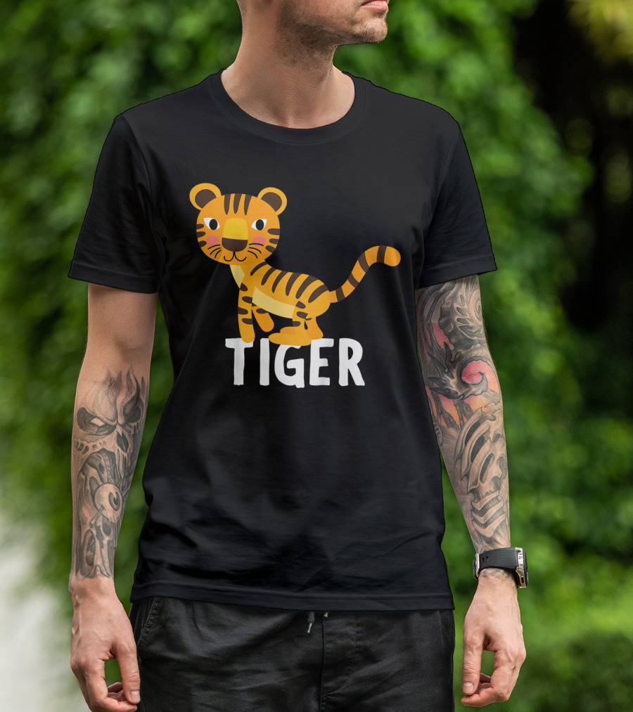Tiger Cartoon Illustration For Kids And Girls T-Shirt