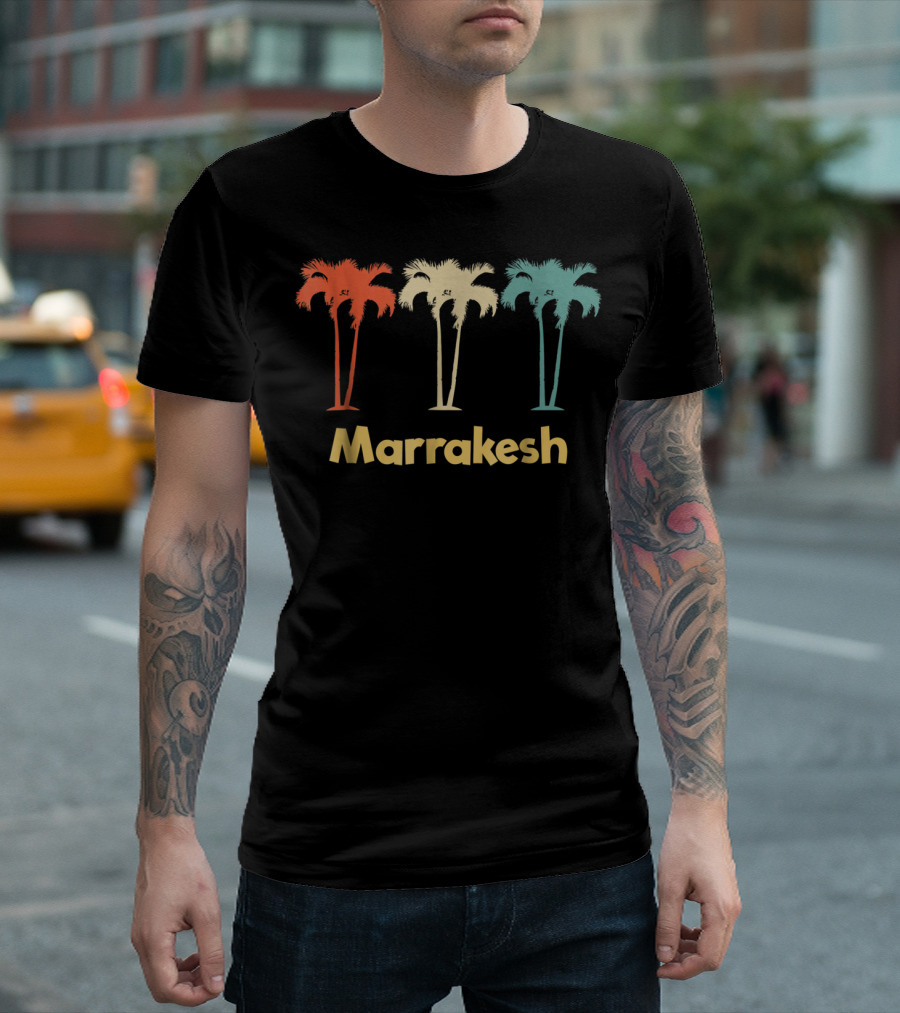 Marrakesh Morocco Vintage Vacation Palm Trees T-Shirt