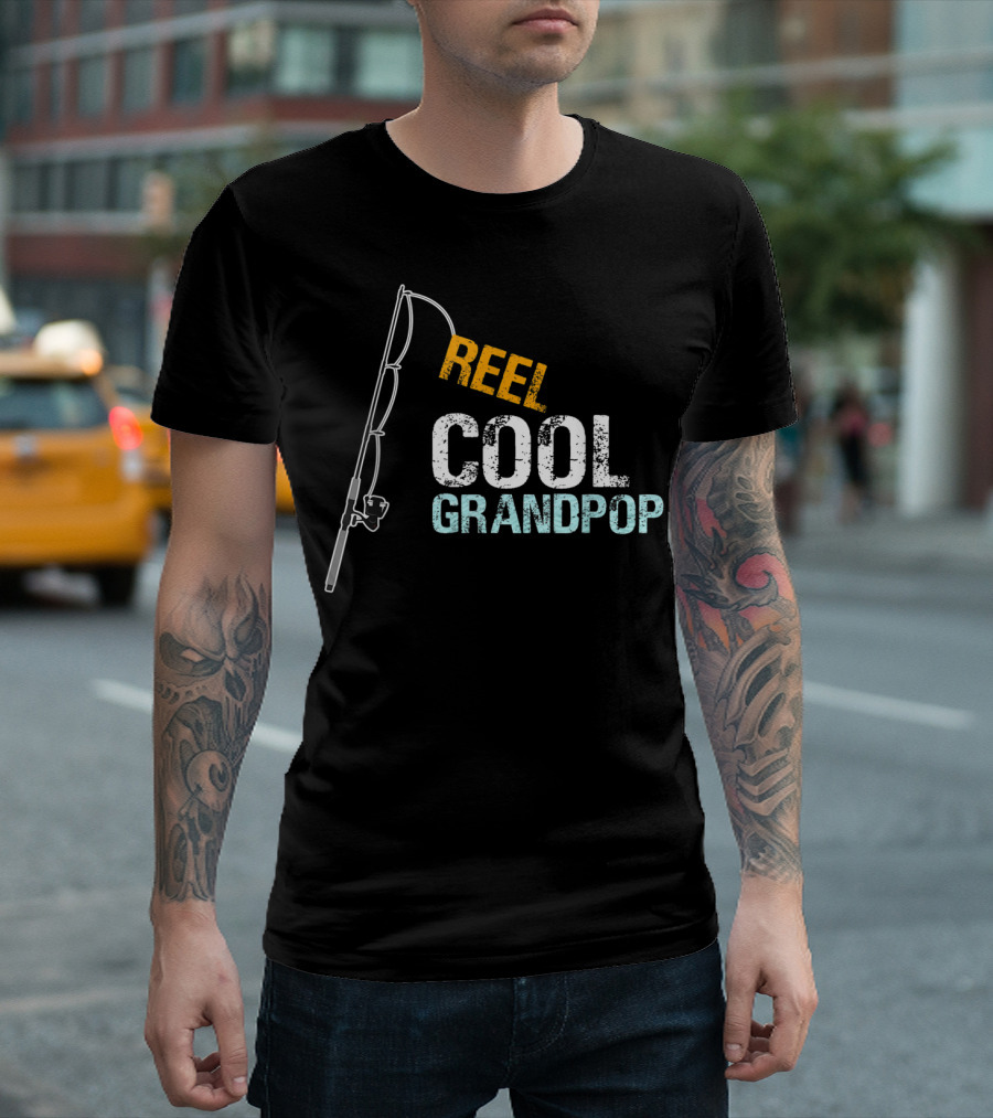 Reel Cool Grandpop Fishing Rod Design from Granddaughter T-Shirt