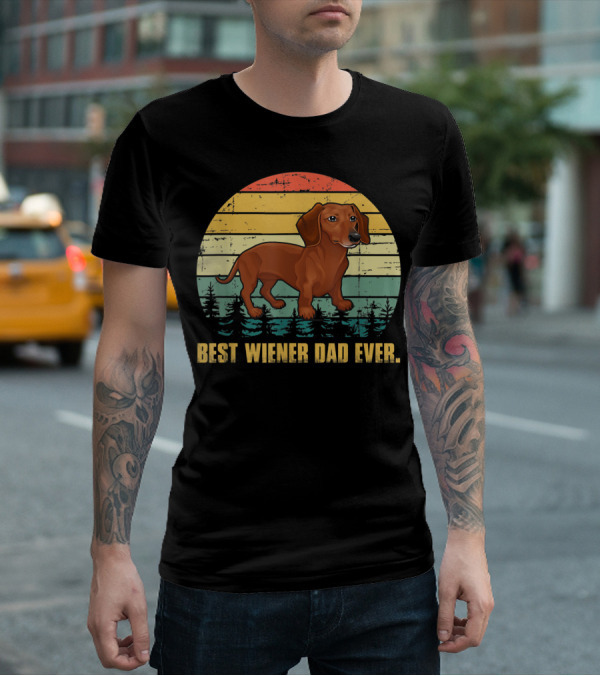 Best Wiener Dad Ever Mens Vintage Dachshund T-Shirt