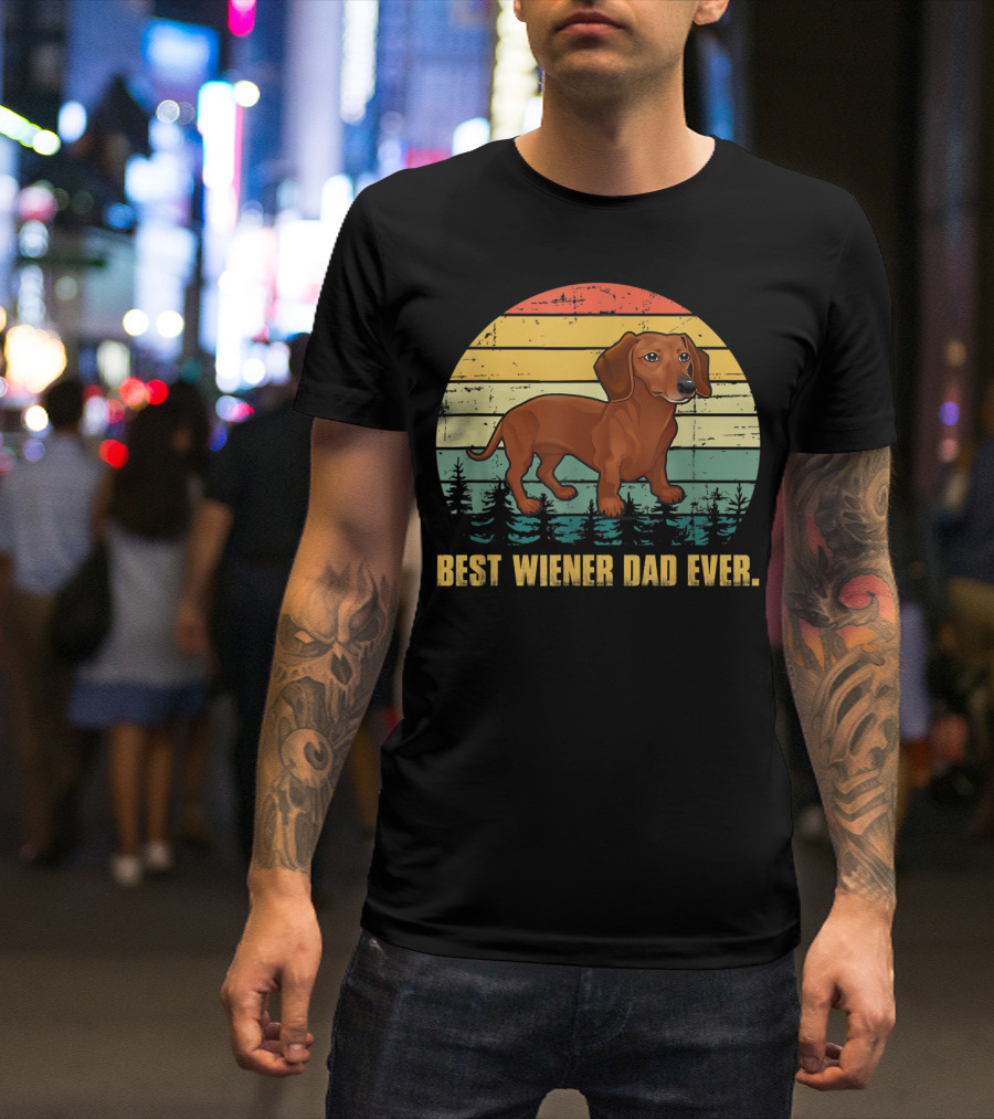 Best Wiener Dad Ever Mens Vintage Dachshund T-Shirt