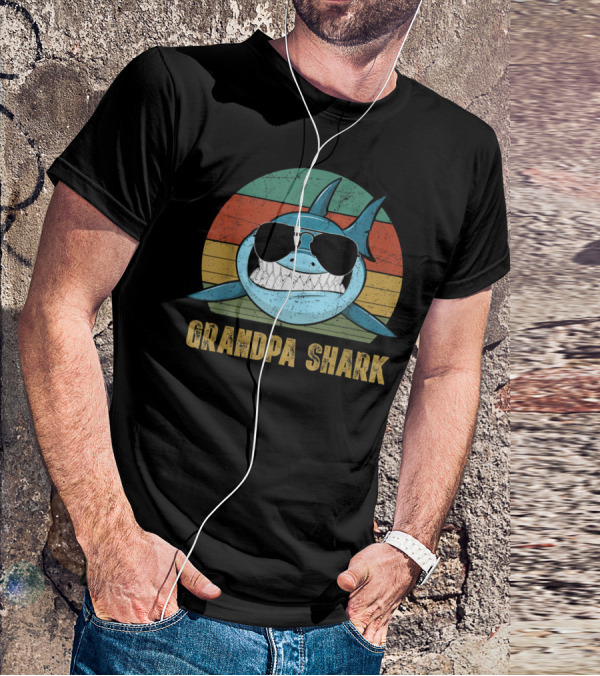 Grandpa Shark Vintage Retro Sunglasses T-Shirt